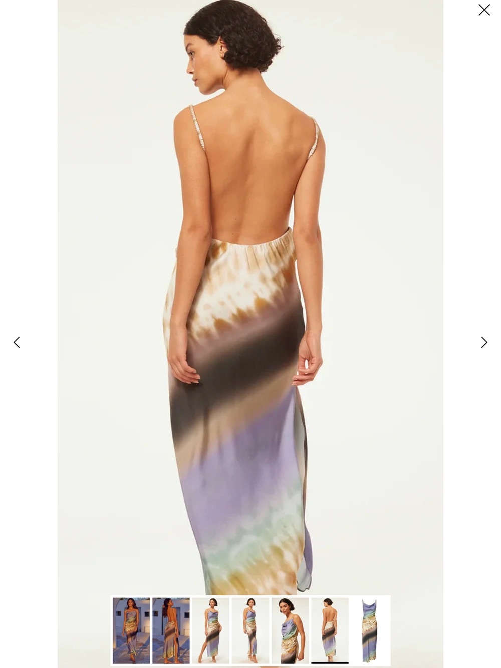 MISA Los Angeles Abstract Satin Slip Maxi Dress Open Back Purple M